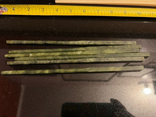 3 Pairs Of Natural Jade Chopsticks Nephrite Spinach - photo 2