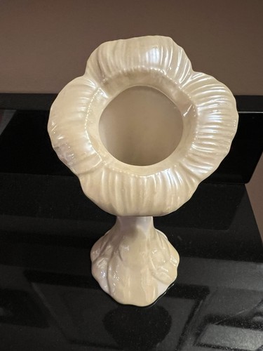 Belleek Ivory & Yellow Trumpet Flower Vase Sunflower Gold Mark - photo 2