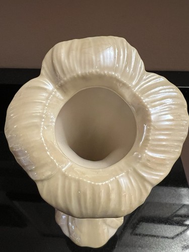 Belleek Ivory & Yellow Trumpet Flower Vase Sunflower Gold Mark - photo 3