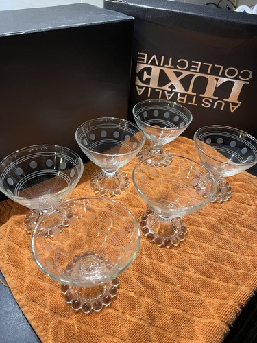 Vintage Set 6 Berwick Boopie Clear Champagne Sherbet Glasses - photo 3