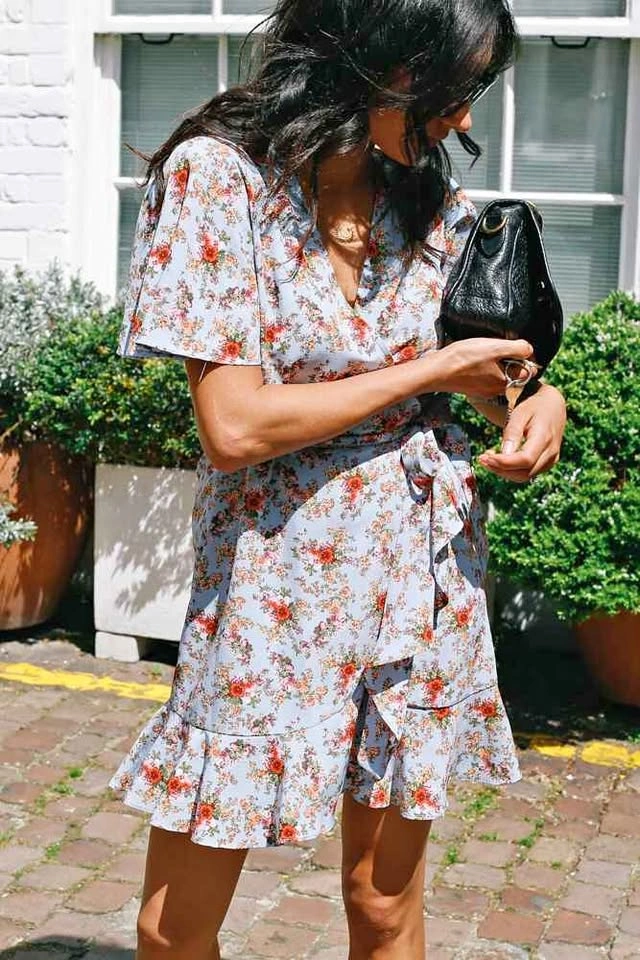Topshop Petite Floral Wrap Dress Size US 6