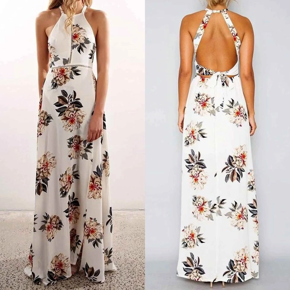 NEW With Tags Floral Halter Backless Maxi Dress