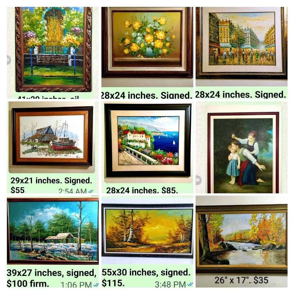 88 Vintage and Antique Oil Paintings ($30-$100)