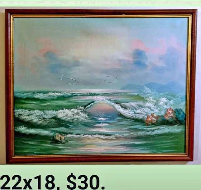 Vintage original oil painting, framed, 22x18 inches.