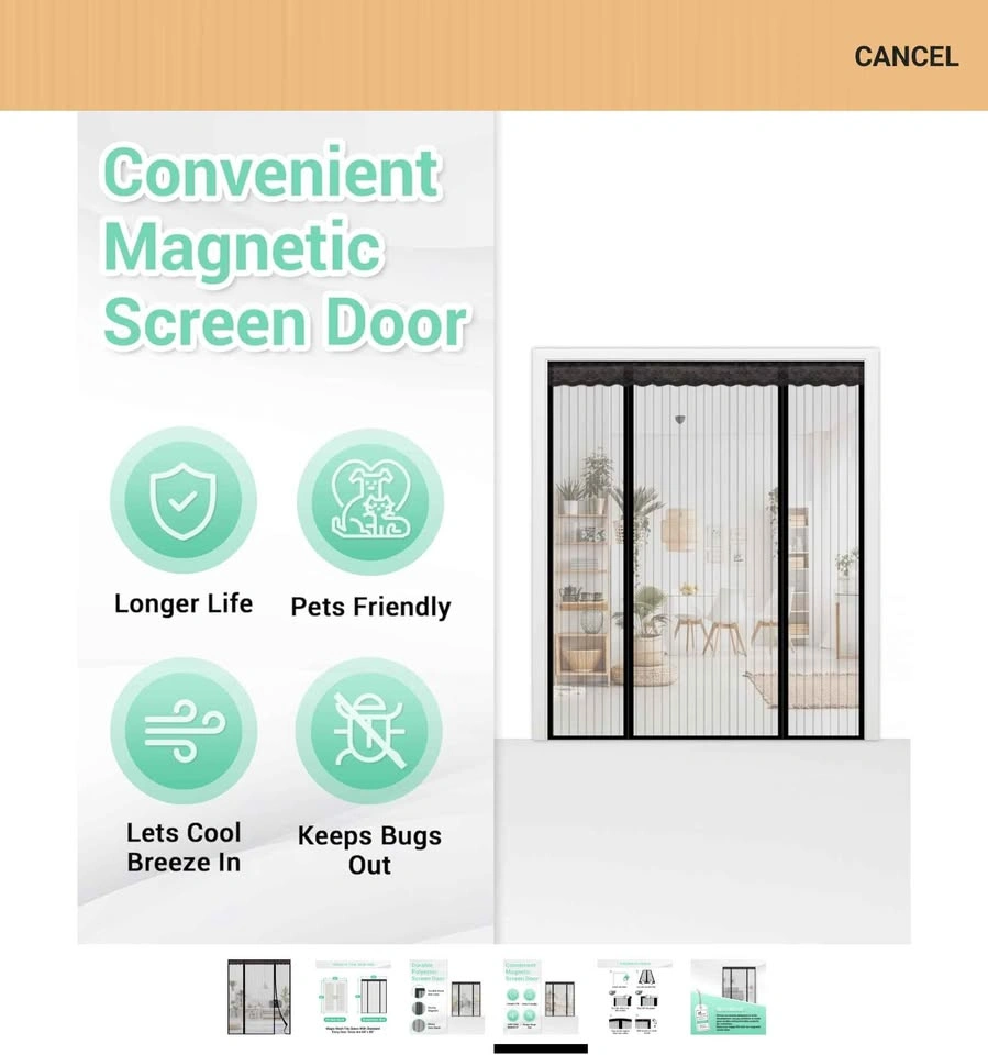 Brand New Double Door Magnetic Screen 72"x 81" - photo 4