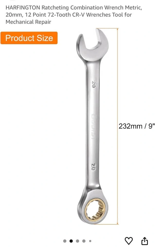 Ratcheting Combination Wrench Metric, 20mm, 12 Point 72-Tooth CR - photo 2