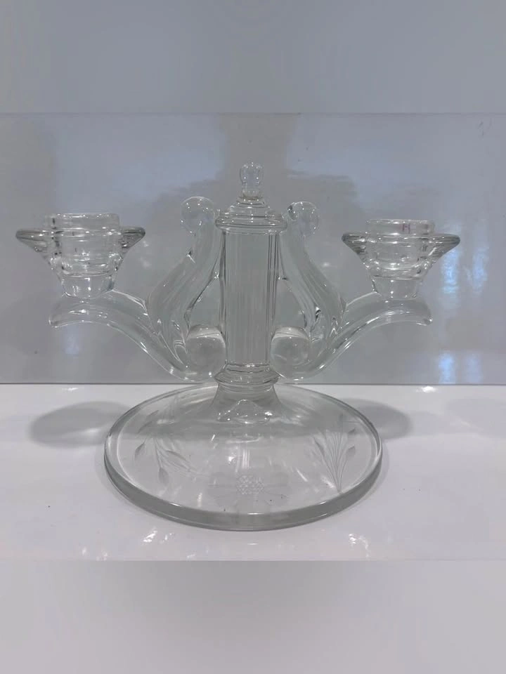 Art Deco Hughes Cornflower Imperial Candlewick Candlestick