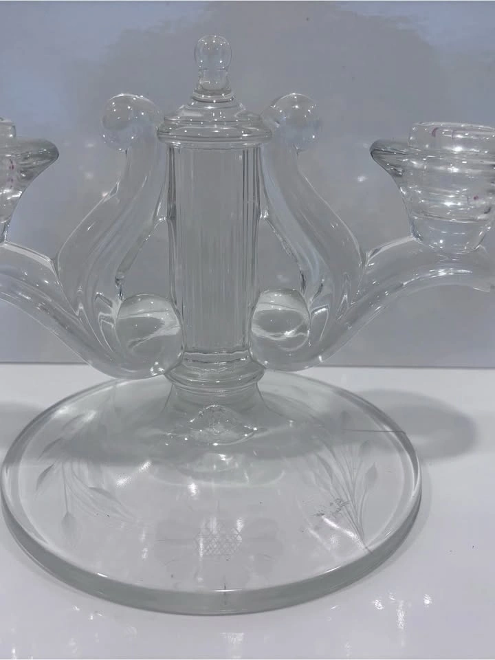 Art Deco Hughes Cornflower Imperial Candlewick Candlestick - photo 4