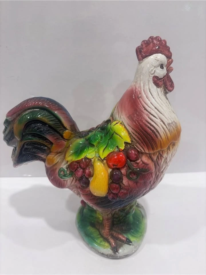 Vintage Ceramic Rooster Figurine Fruit Decor Hand Painted 9.5” - photo 3