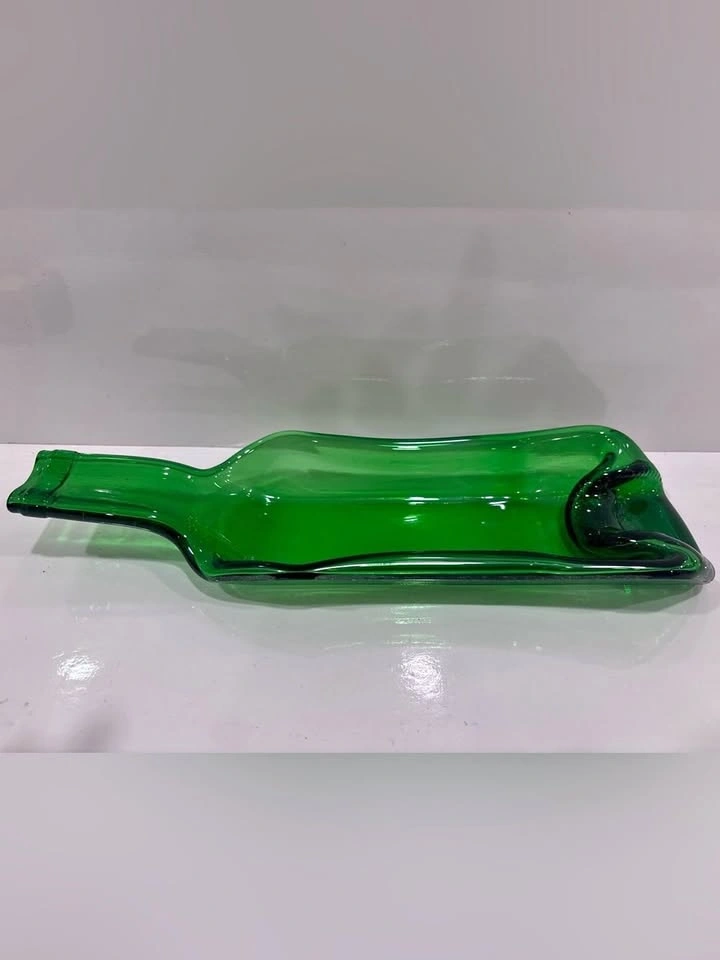 Handmade Green Slumped Wine Bottle Serving Tray