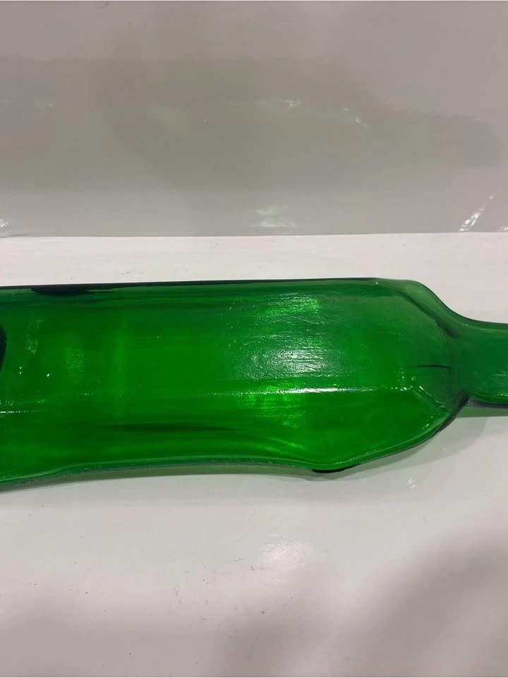 Handmade Green Slumped Wine Bottle Serving Tray - photo 4