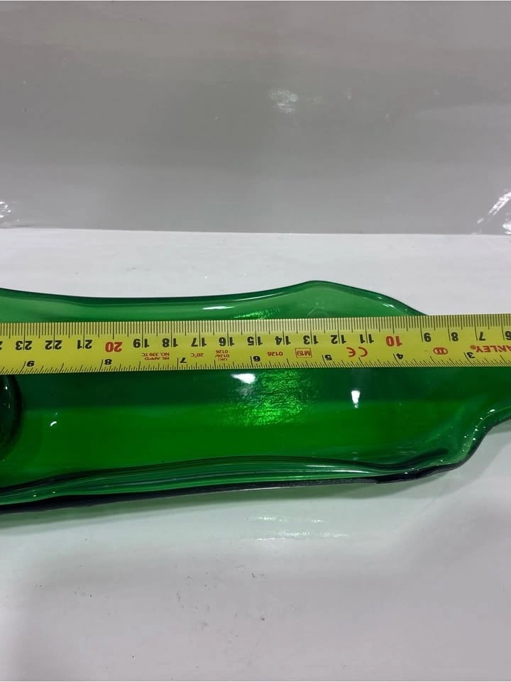 Handmade Green Slumped Wine Bottle Serving Tray - photo 5