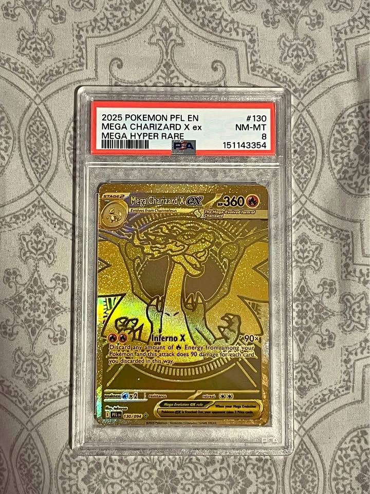 PSA 8 Mega Charizard X ex Gold Hyper Rare Pokémon Card