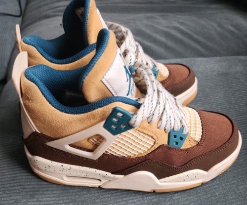 Pre-Owned Jordan 4 Retro Cacao Brown Tan Size 4Y - photo 2