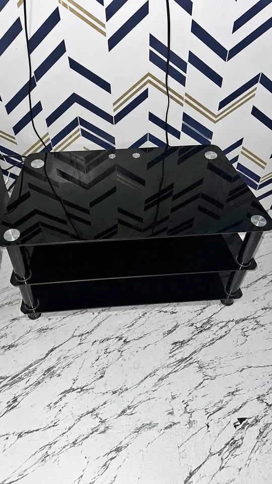 Black Glass 3-Tier Table