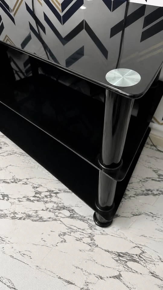 Black Glass 3-Tier Table - photo 2