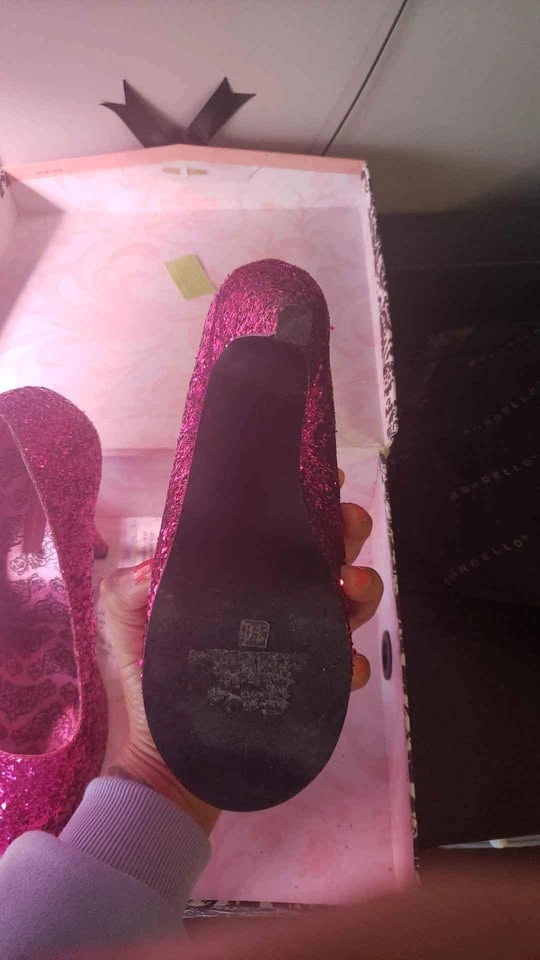 Size 11 Pink glitter Bordello heels by Pleaser - photo 3