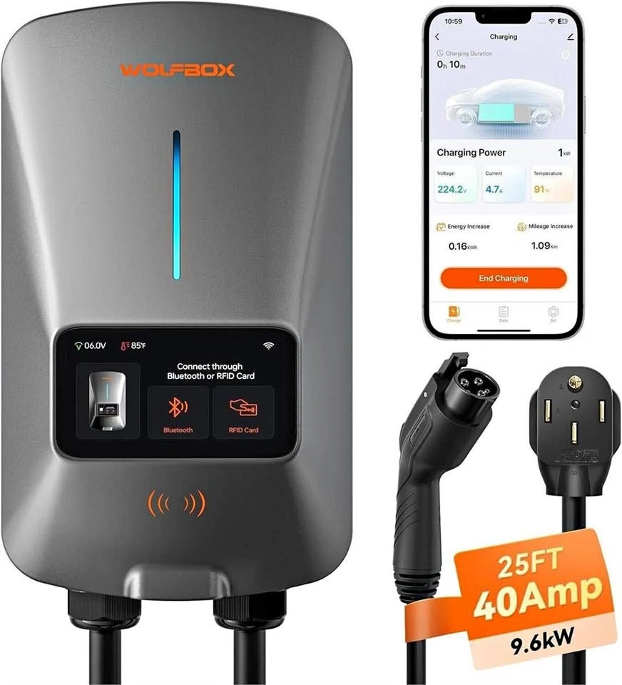 New! WOLFBOX Level 2 EV Charger 40A 9.6kW NEMA 14-50