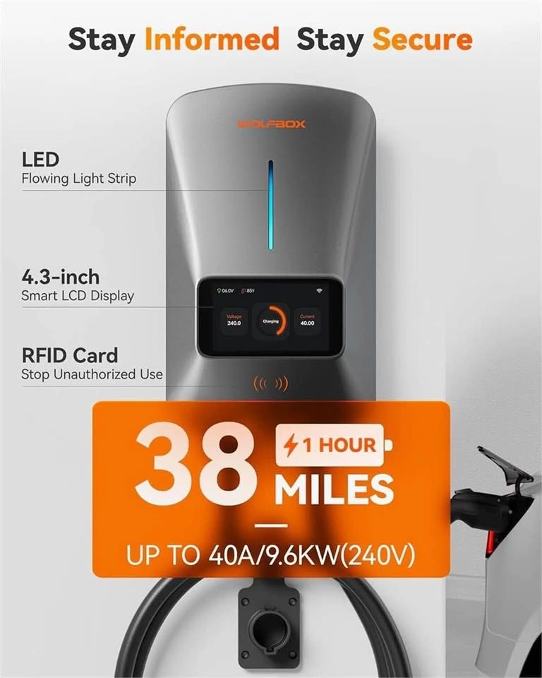New! WOLFBOX Level 2 EV Charger 40A 9.6kW NEMA 14-50 - photo 2