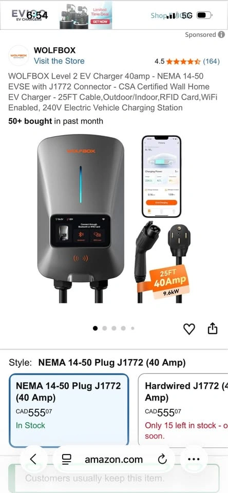 New! WOLFBOX Level 2 EV Charger 40A 9.6kW NEMA 14-50 - photo 5