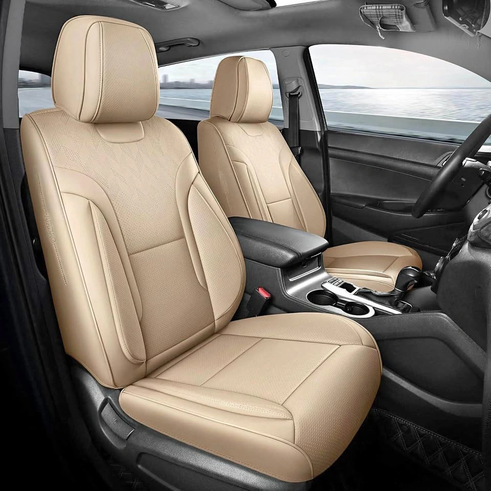 Brand New Universal Faux Leather Car Seat Covers Beige full set