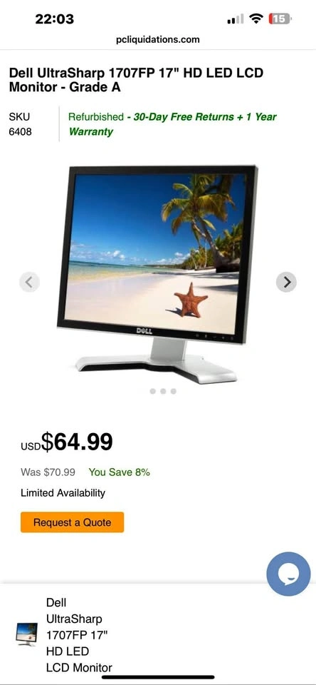 Dell UltraSharp 1707FP HD LED LCD Monitor - Grade A