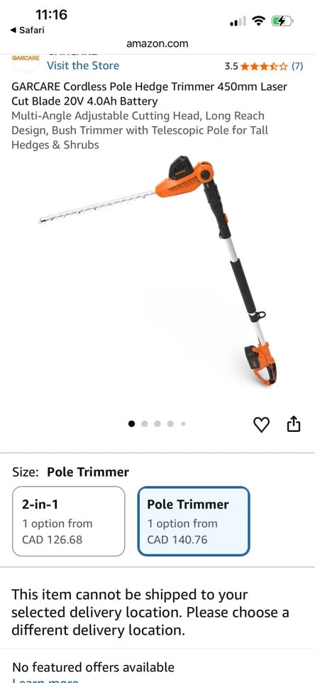 New! GARCARE Cordless Pole Hedge Trimmer - photo 3