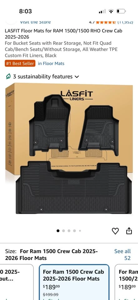 LASFIT Floor Mats for RAM 1500 Crew Cab 2025-2026 - photo 2