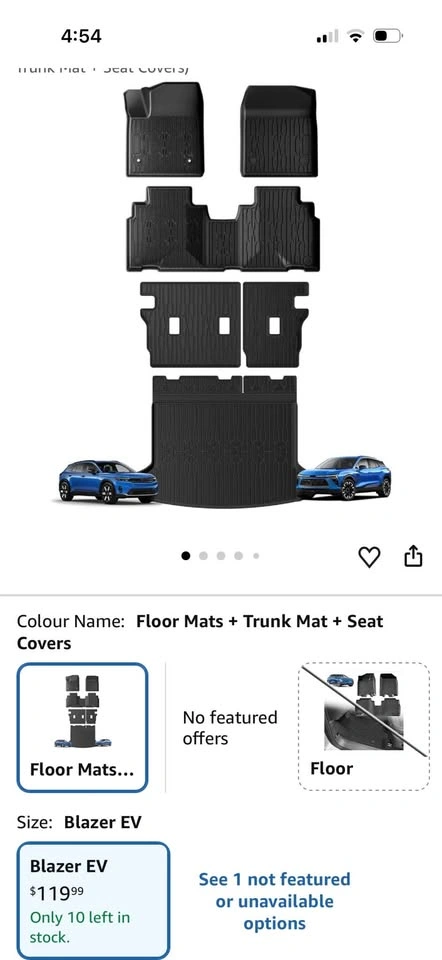 BestEvMod Blazer EV Floor Mats, Trunk Mat, and Seat Back Covers - photo 2