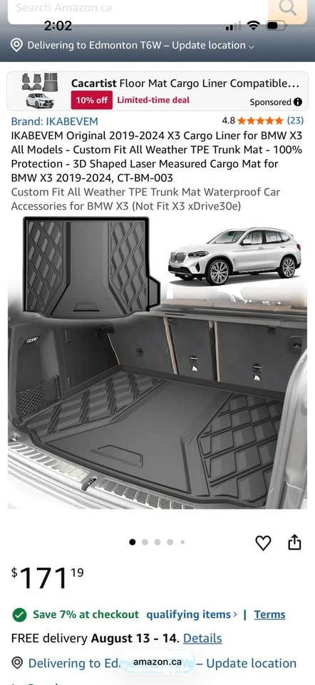 New! IKABEVEEM Cargo Liner for BMW X3 (2019-2024) - photo 2