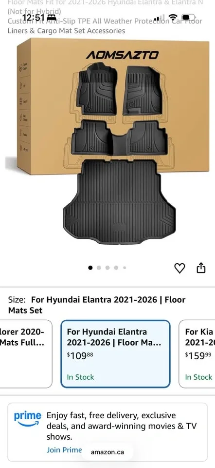 AOMSAZTO Floor Mats for Hyundai Elantra 2021-2026 - photo 2