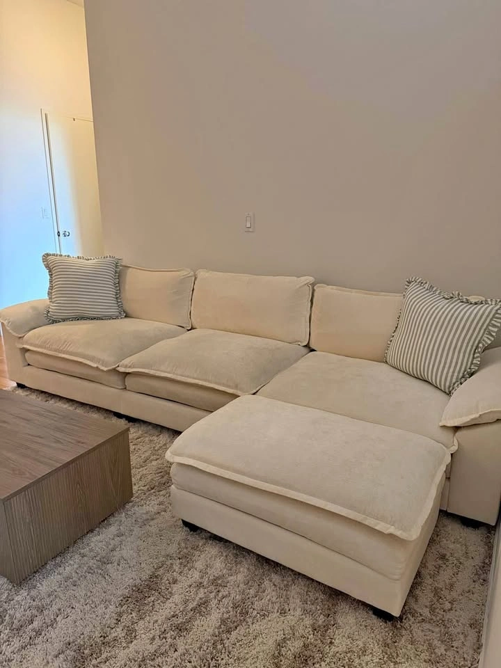 Cream Cloud Sectional Sofa with Chaise