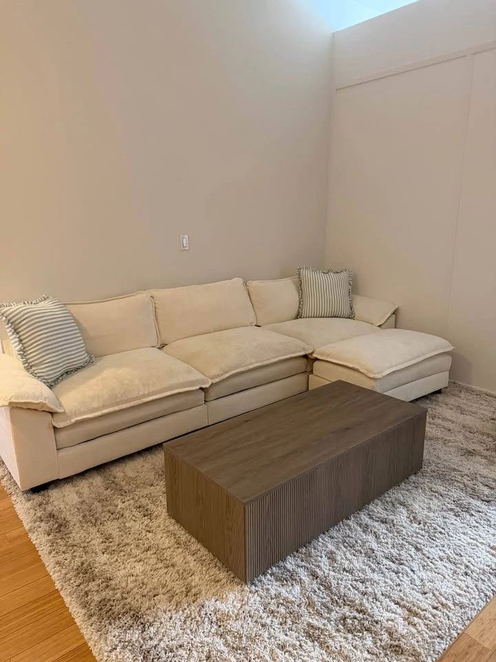Cream Cloud Sectional Sofa with Chaise - photo 2