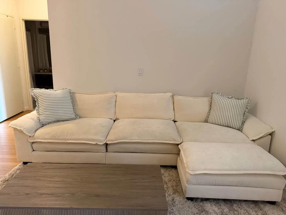 Cream Cloud Sectional Sofa with Chaise - photo 3