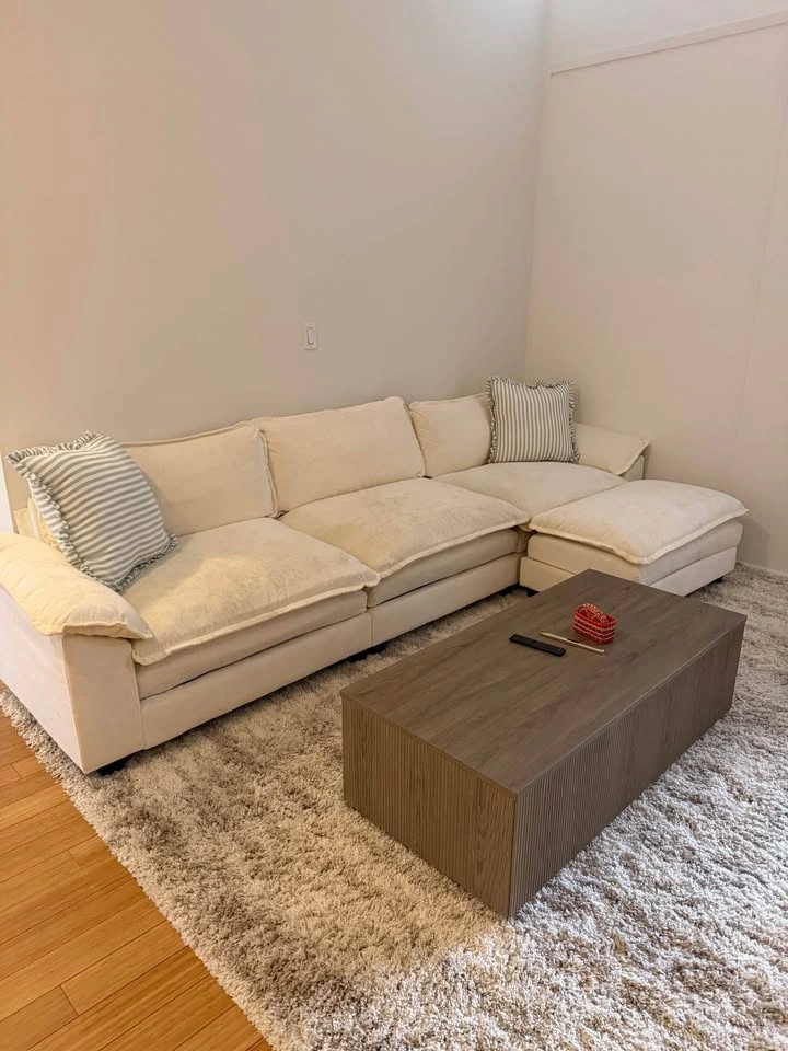 Cream Cloud Sectional Sofa with Chaise - photo 4