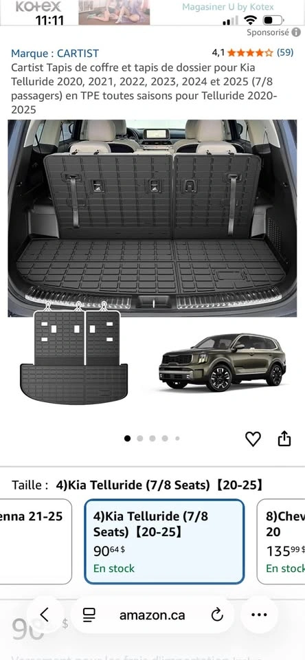New! Trunk and Backrest Mats for Kia Telluride