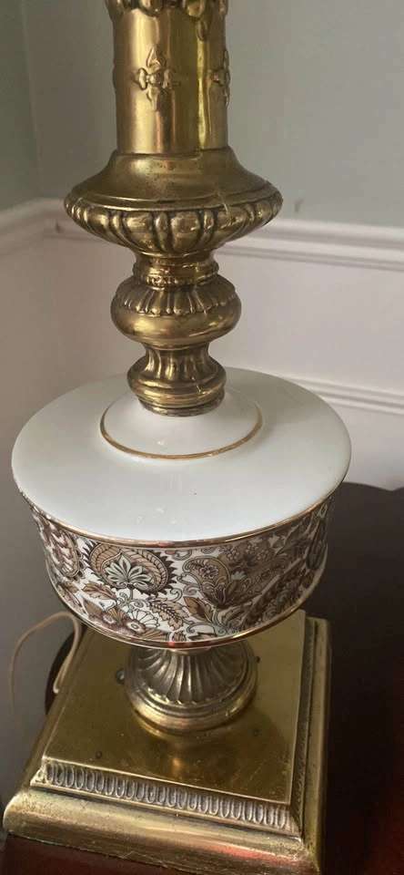 Vintage Table Lamps in Copper and Porcelain, 1950s, Set of 2 - photo 2