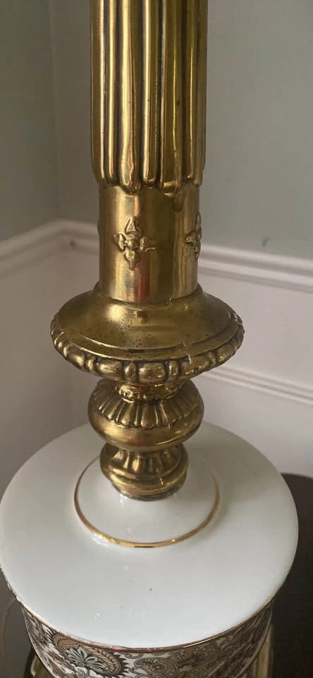 Vintage Table Lamps in Copper and Porcelain, 1950s, Set of 2 - photo 3