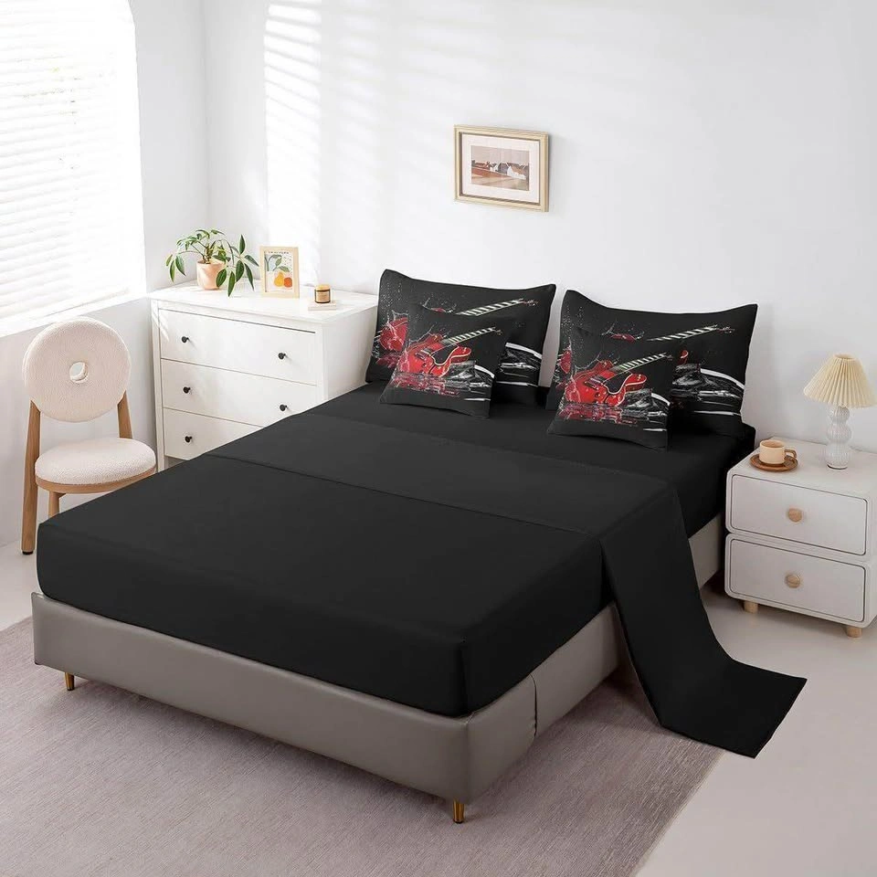 New! Red Electric Guitar King Bedding Set - photo 4
