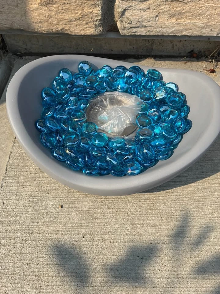 New! Tabletop Fire Pit with Blue Glass Stones - photo 2
