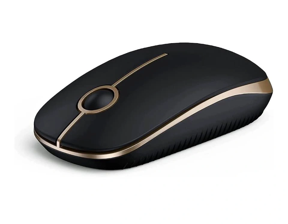 Wireless Mouse, 2.4G Slim Computer Mice, Black and Gold