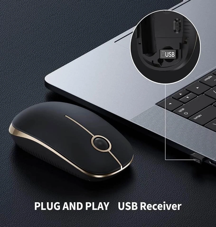 Wireless Mouse, 2.4G Slim Computer Mice, Black and Gold - photo 3