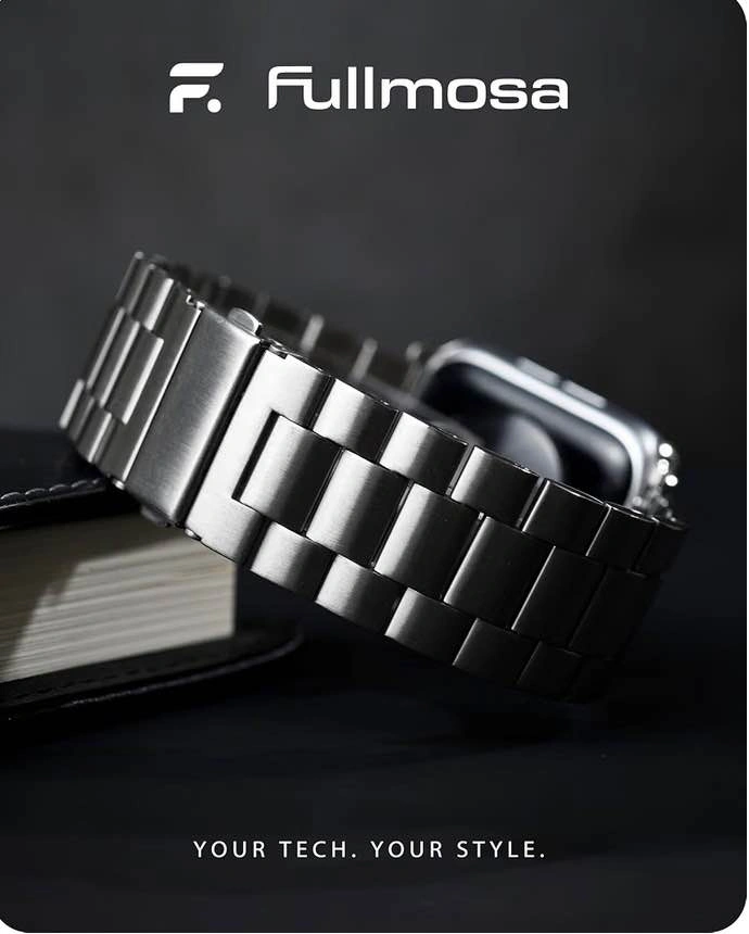 Fullmosa Metal Band with Case for Apple Watch 46mm, Silver - photo 2