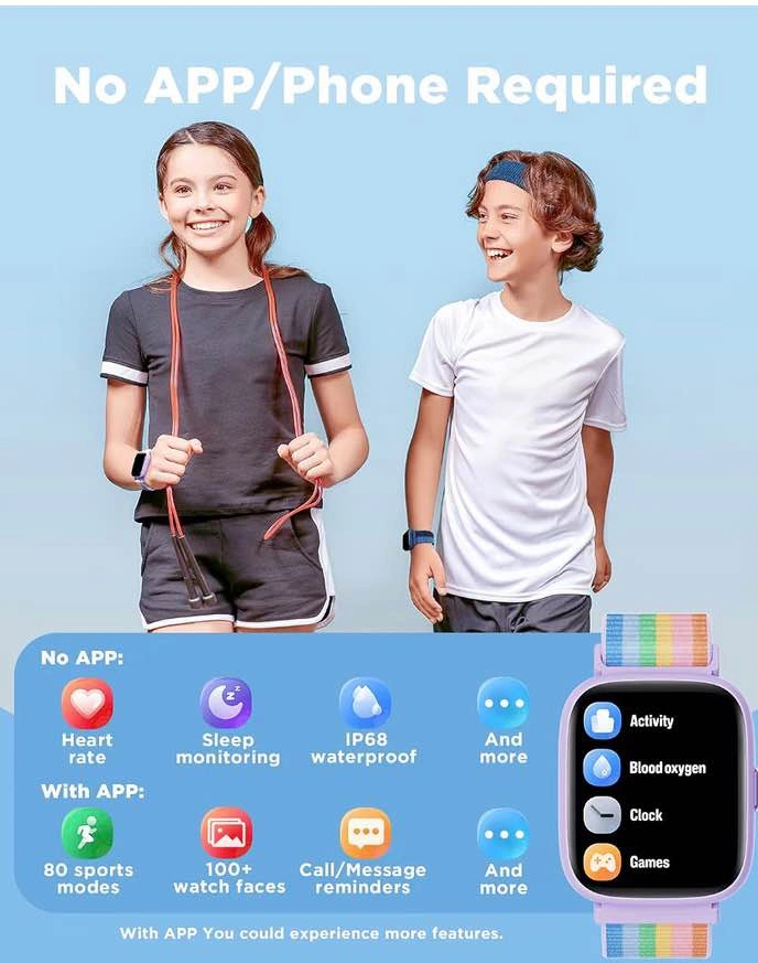 BIGGERFIVE Smart Watch for Kids, 1.8" Fitness Tracker Watch - photo 2