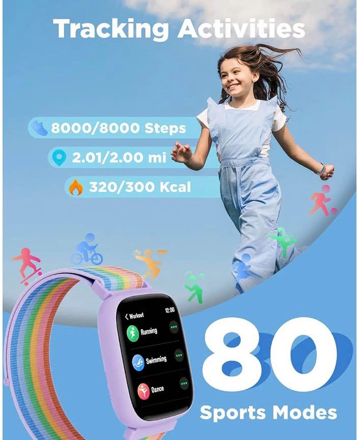 BIGGERFIVE Smart Watch for Kids, 1.8" Fitness Tracker Watch - photo 3