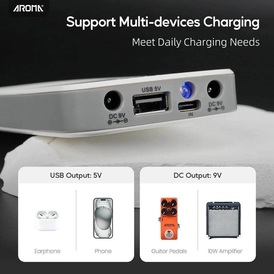 New! AROMA 10000mAh Rechargeable Guitar Pedal Power Supply - photo 3