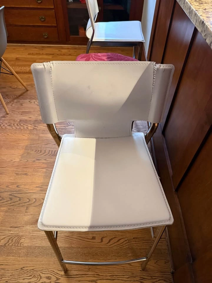 Modern White & Chrome Bar Stools – Set of 2 (Plus Free Keg Stool - photo 2