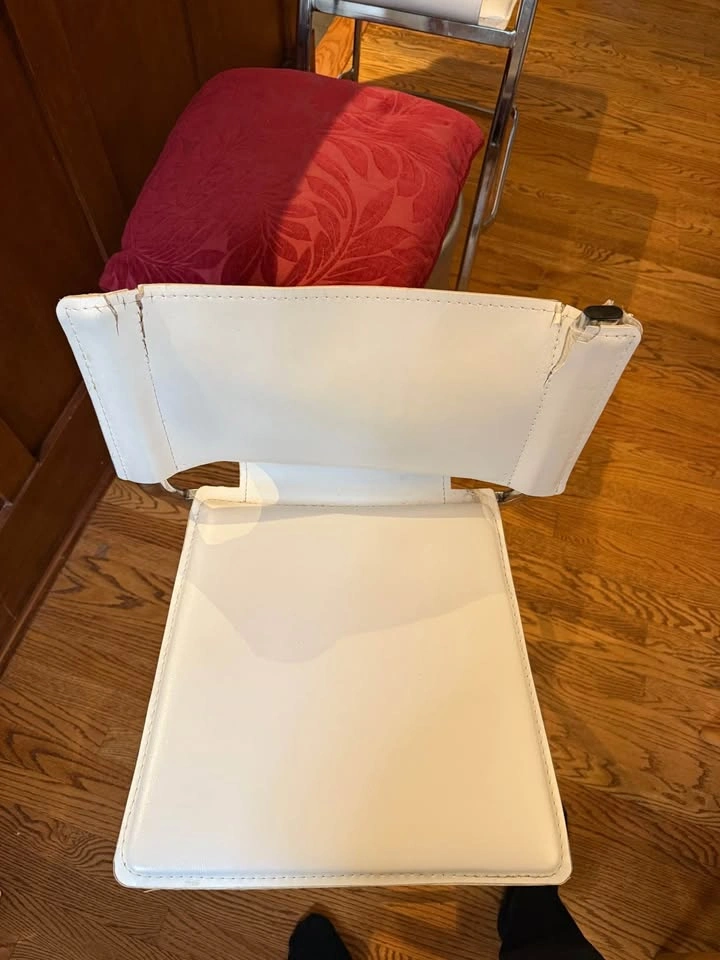 Modern White & Chrome Bar Stools – Set of 2 (Plus Free Keg Stool - photo 3