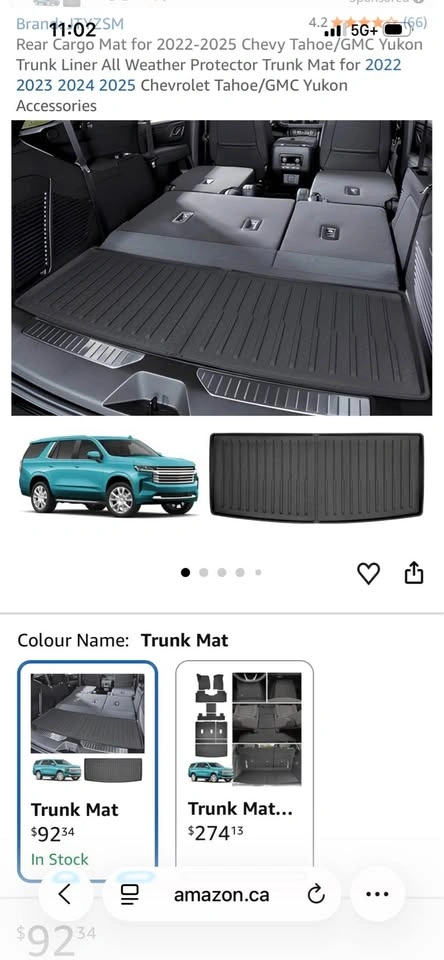 New Chevrolet Tahoe / GMC Yukon Rear Cargo Mat 2022-2025 - photo 4