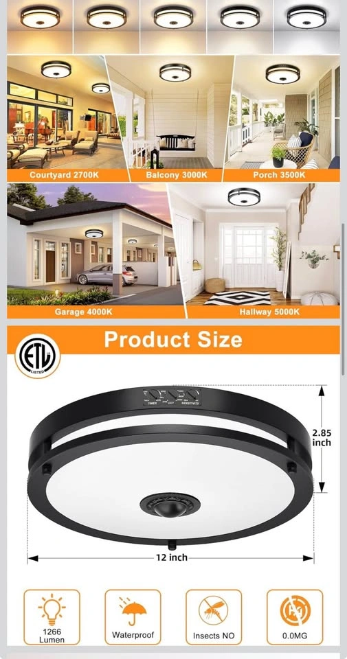 3 Piece 24W LED Motion Sensor Outdoor Ceiling Lights - photo 3